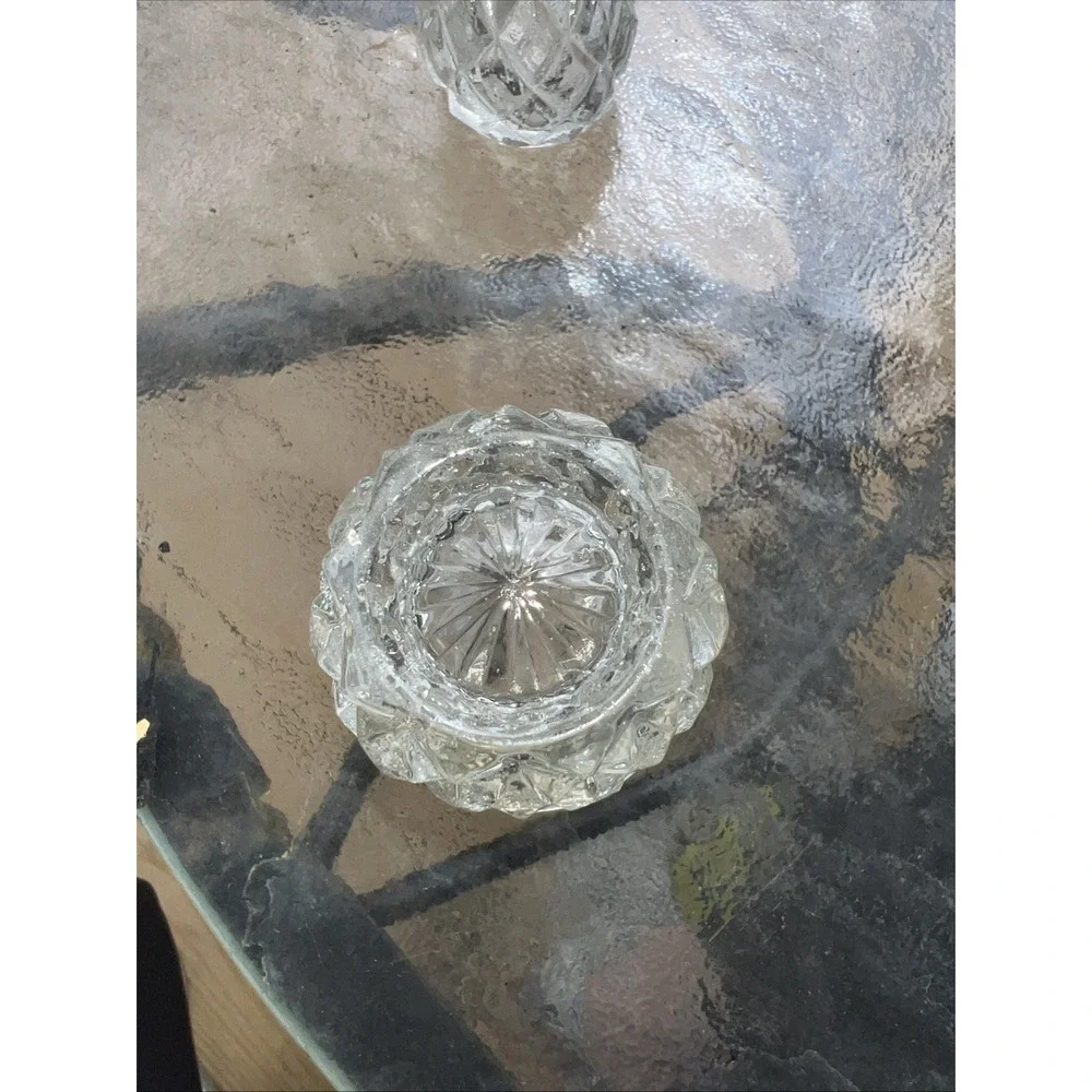 2 Vintage Small Clear Glass Toothpick Or Flower Holder
